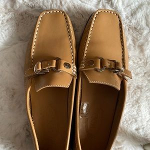 SOLD Tod’s square toe loafers in tan leather